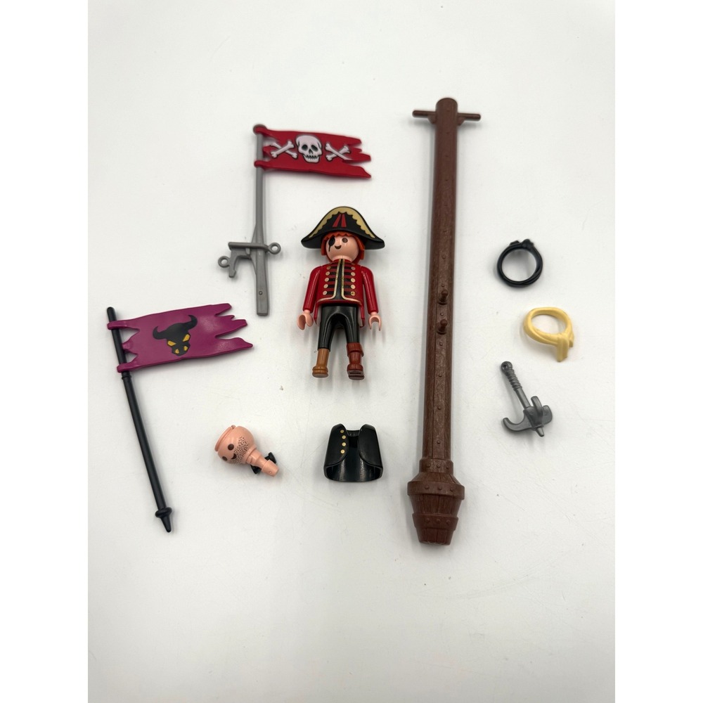 Playmobil Pirate Captain‎ Figure with Ship Mast Flags Grappling Hook Accessories